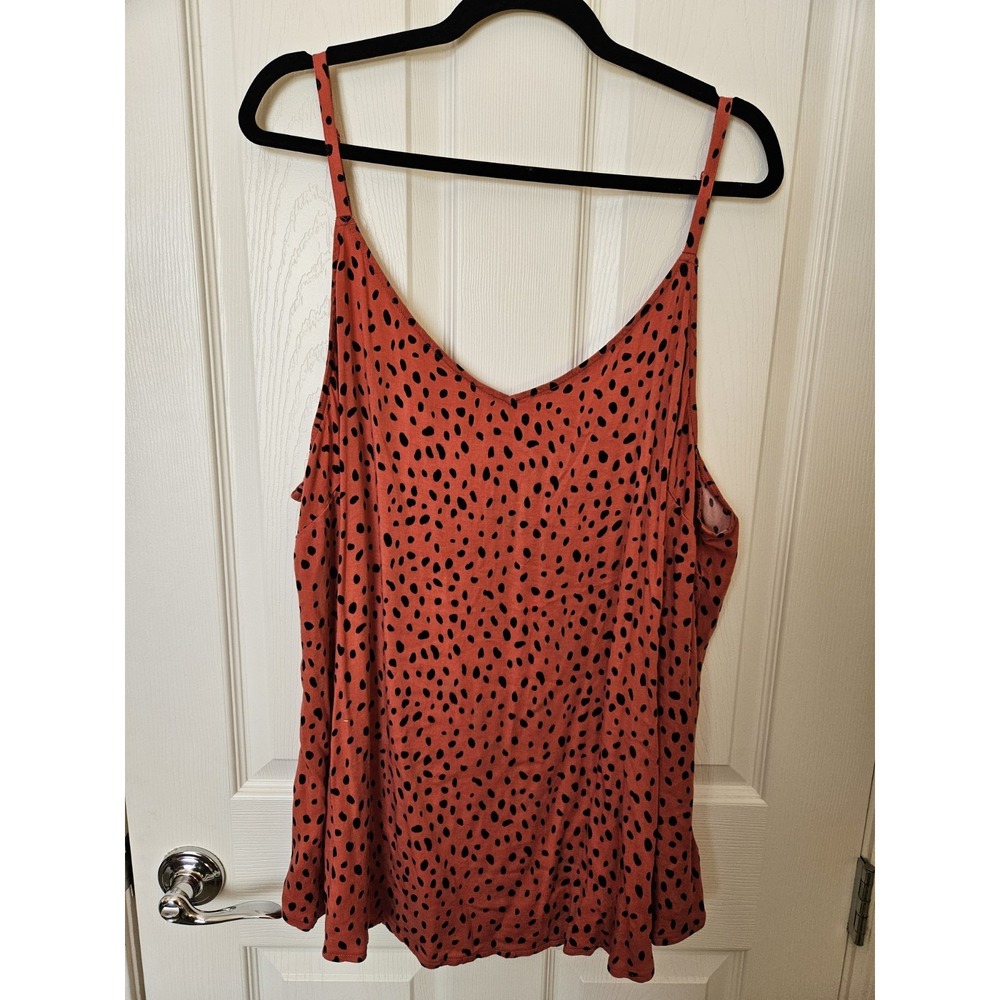 NWOT Torrid "Stella" Camisole Stretch Orange/Coral Black Spots Adj. Straps Sz. 5